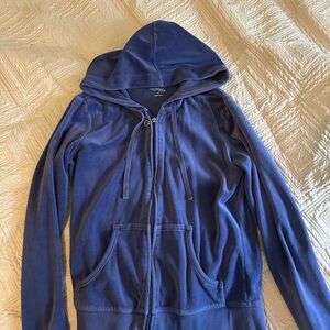 blue velour zip up